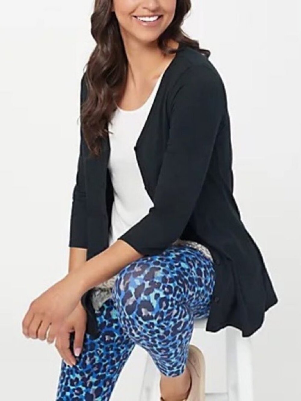 LOGO Principles by Lori Goldstein 3/4 Sleeve Cardigan